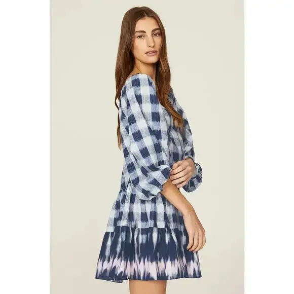 SACHIN & BABI Women's Kyle Gingham Dress Size S In Navy Blue/White - Picture 2 of 12